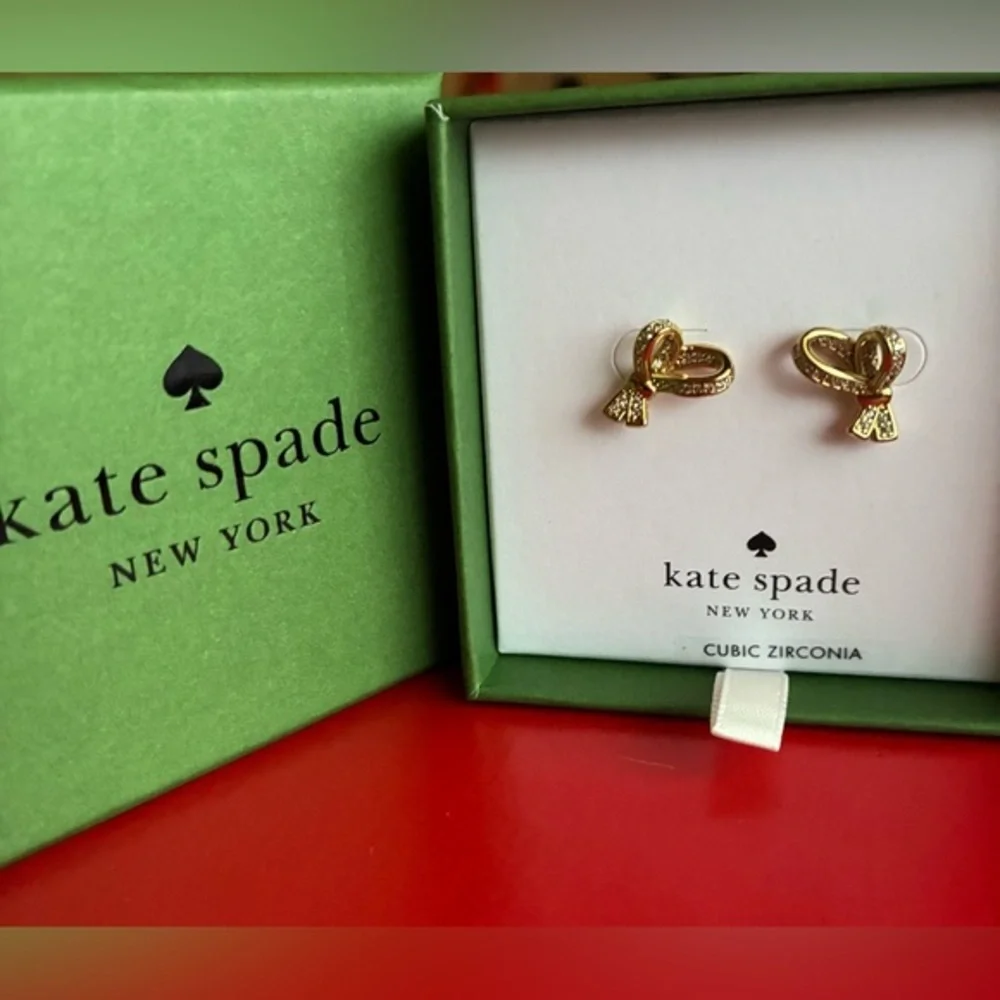Kate Spade Gold Heart Bow Earrings